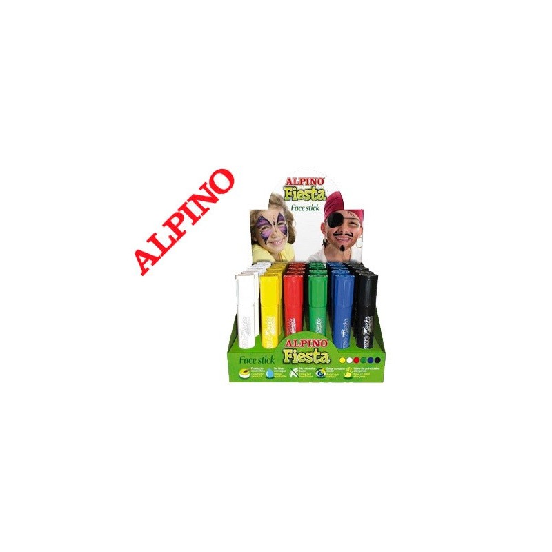 Barra maquillaje alpino fiesta face stick expositor de 36 unidades colores surtidos