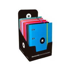 Carpeta con recambio antartik a4 cuadro 5mm forrada 4 anillas 40mm redondas con solapa colores surtidos