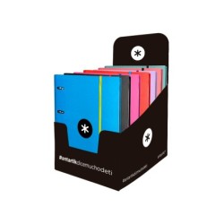 Carpeta con recambio antartik a4 cuadro 5mm forrada 4 anillas 40mm redondas con solapa colores surtidos