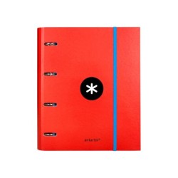 Carpeta con recambio antartik a4 cuadro 5mm forrada 4 anillas 40mm redondas con solapa colores surtidos
