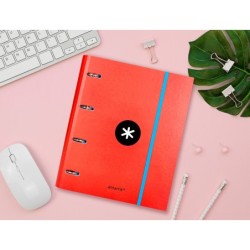 Carpeta con recambio antartik a4 cuadro 5mm forrada 4 anillas 40mm redondas con solapa colores surtidos