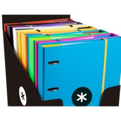 Carpeta con recambio antartik a4 cuadro 5mm forrada 4 anillas 25mm redondas colores surtidos