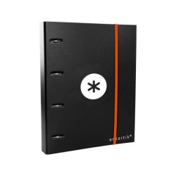 Carpeta con recambio antartik a4 cuadro 5mm forrada 4 anillas 40mm redondas con solapa color negra