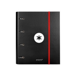 Carpeta con recambio antartik a4 cuadro 5mm forrada 4 anillas 40mm redondas con solapa color negra