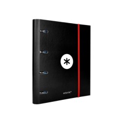 Carpeta con recambio antartik a4 cuadro 5mm forrada 4 anillas 40mm redondas con solapa color negra