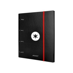 Carpeta con recambio antartik a4 cuadro 5mm forrada 4 anillas 40mm redondas con solapa color negra