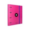 Carpeta con recambio antartik a4 cuadro 5mm forrada 4 anillas 40mm redondas con solapa color rosa