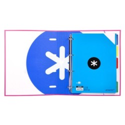 Carpeta con recambio antartik a4 cuadro 5mm forrada 4 anillas 40mm redondas con solapa color rosa