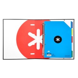 Carpeta con recambio antartik a4 cuadro 5mm forrada 4 anillas 40mm redondas con solapa color negra