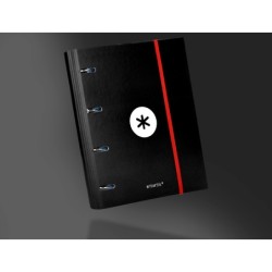 Carpeta con recambio antartik a4 cuadro 5mm forrada 4 anillas 40mm redondas con solapa color negra