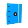 Carpeta con recambio antartik a4 cuadro 5mm forrada 4 anillas 40mm redondas con solapa color azul