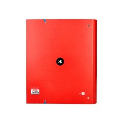 Carpeta con recambio antartik a4 cuadro 5mm forrada 4 anillas 40mm redondas con solapa color rojo