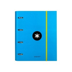 Carpeta con recambio antartik a4 cuadro 5mm forrada 4 anillas 40mm redondas con solapa color azul