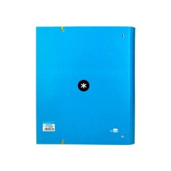 Carpeta con recambio antartik a4 cuadro 5mm forrada 4 anillas 40mm redondas con solapa color azul