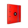 Carpeta con recambio antartik a4 cuadro 5mm forrada 4 anillas 40mm redondas con solapa color rojo