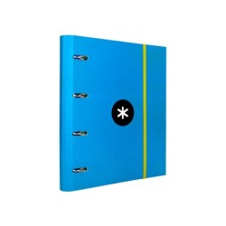 Carpeta con recambio antartik a4 cuadro 5mm forrada 4 anillas 40mm redondas con solapa color azul