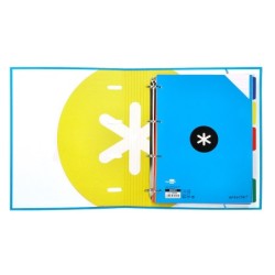 Carpeta con recambio antartik a4 cuadro 5mm forrada 4 anillas 40mm redondas con solapa color azul