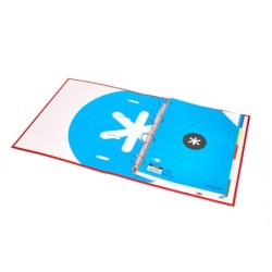 Carpeta con recambio antartik a4 cuadro 5mm forrada 4 anillas 40mm redondas con solapa color rojo