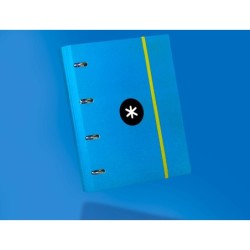 Carpeta con recambio antartik a4 cuadro 5mm forrada 4 anillas 40mm redondas con solapa color azul