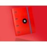 Carpeta con recambio antartik a4 cuadro 5mm forrada 4 anillas 40mm redondas con solapa color rojo