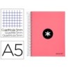 Cuaderno espiral a5 micro antartik tapa forrada120h 90 gr cuadro 5 mm 5 band 6 taladros color coral