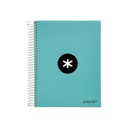 Cuaderno espiral a5 micro antartik tapa forrada120h 90 gr cuadro 5 mm 5 banda6 taladros color menta