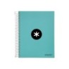 Cuaderno espiral a5 micro antartik tapa forrada120h 90 gr cuadro 5 mm 5 banda6 taladros color menta