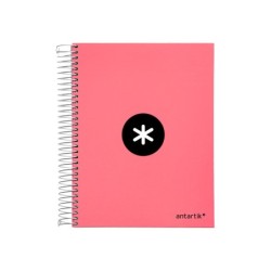 Cuaderno espiral a5 micro antartik tapa forrada120h 90 gr cuadro 5 mm 5 band 6 taladros color coral