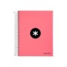 Cuaderno espiral a5 micro antartik tapa forrada120h 90 gr cuadro 5 mm 5 band 6 taladros color coral
