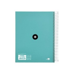 Cuaderno espiral a5 micro antartik tapa forrada120h 90 gr cuadro 5 mm 5 banda6 taladros color menta