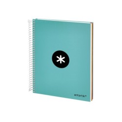 Cuaderno espiral a5 micro antartik tapa forrada120h 90 gr cuadro 5 mm 5 banda6 taladros color menta