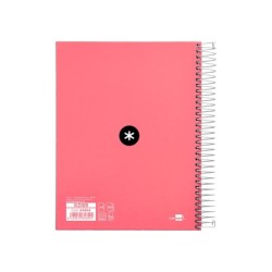 Cuaderno espiral a5 micro antartik tapa forrada120h 90 gr cuadro 5 mm 5 band 6 taladros color coral