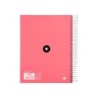 Cuaderno espiral a5 micro antartik tapa forrada120h 90 gr cuadro 5 mm 5 band 6 taladros color coral