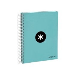 Cuaderno espiral a5 micro antartik tapa forrada120h 90 gr cuadro 5 mm 5 banda6 taladros color menta