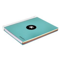Cuaderno espiral a5 micro antartik tapa forrada120h 90 gr cuadro 5 mm 5 banda6 taladros color menta
