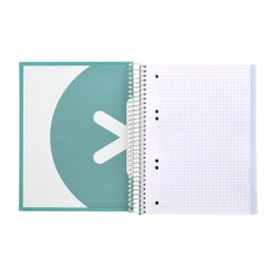 Cuaderno espiral a5 micro antartik tapa forrada120h 90 gr cuadro 5 mm 5 banda6 taladros color menta