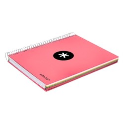 Cuaderno espiral a5 micro antartik tapa forrada120h 90 gr cuadro 5 mm 5 band 6 taladros color coral