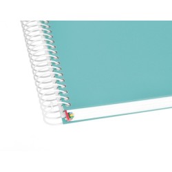 Cuaderno espiral a5 micro antartik tapa forrada120h 90 gr cuadro 5 mm 5 banda6 taladros color menta