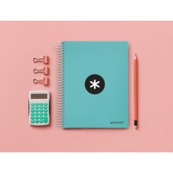 Cuaderno espiral a5 micro antartik tapa forrada120h 90 gr cuadro 5 mm 5 banda6 taladros color menta
