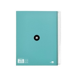 Cuaderno espiral a4 micro antartik tapa forrada 120h 90 gr cuadro 5mm 5 bandas 4 taladros color menta