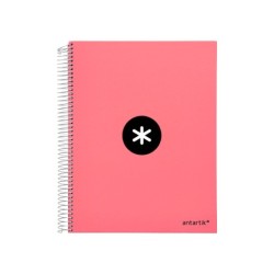 Cuaderno espiral a4 micro antartik tapa forrada 120h 90 gr cuadro 5mm 5 bandas 4 taladros color coral