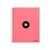 Cuaderno espiral a4 micro antartik tapa forrada 120h 90 gr cuadro 5mm 5 bandas 4 taladros color coral
