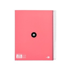 Cuaderno espiral a4 micro antartik tapa forrada 120h 90 gr cuadro 5mm 5 bandas 4 taladros color coral
