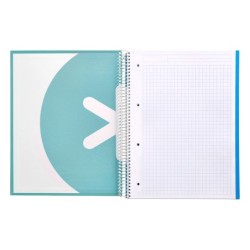 Cuaderno espiral a4 micro antartik tapa forrada 120h 90 gr cuadro 5mm 5 bandas 4 taladros color menta