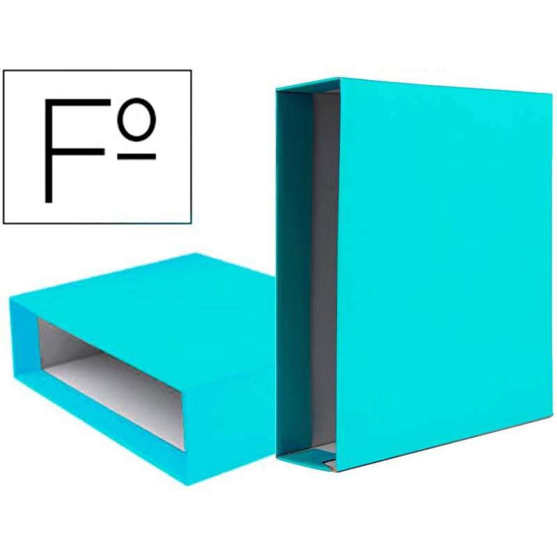Caja archivador liderpapel de palanca carton folio documenta lomo 75 mm verde claro