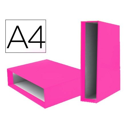 Caja archivador liderpapel de palanca carton din a4 documenta lomo 75 mm rosa
