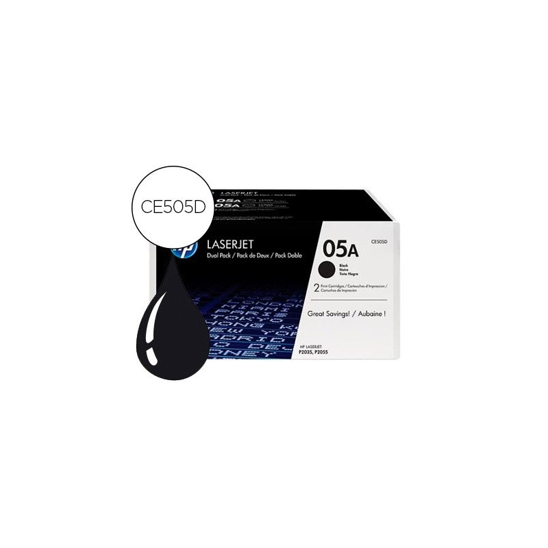 Toner hp 05a laserjet p2033 / 2035 / 2036 / 2037 / 2054 / 2055 / 2056 / 2057 negro pack de 2 unidades 2.300 pag