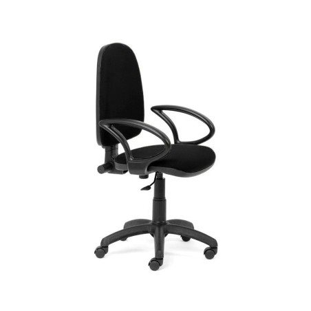 Silla rocada con brazos color negro diametro base 610 mm respaldo de 490 mm x 420 mm