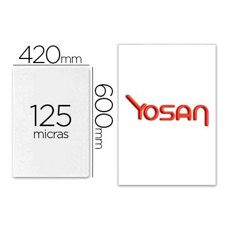 Bolsa de plastificar yosan brillo 420 x 600 mm 125 mc din a2 caja de 50 unidades