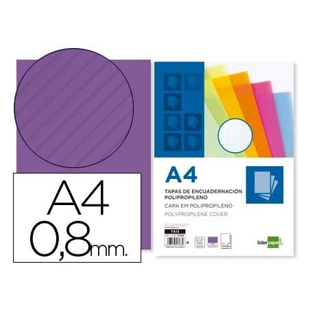 Tapa encuadernacion liderpapel polipropileno ondulado a4 0.8 mm violeta paquete de 50 unidades